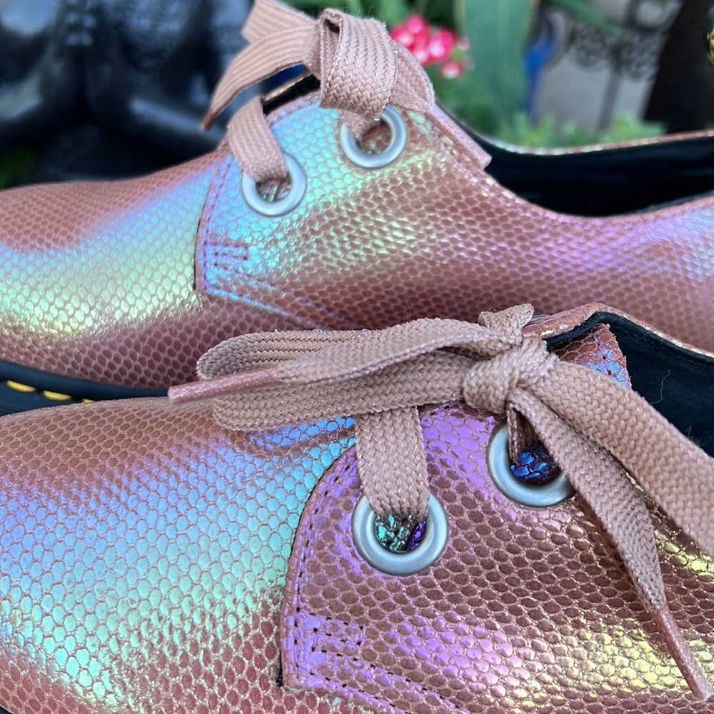 Pink Iridescent Platform Dr. Martens Oxford Loafers - Picture 9 of 17